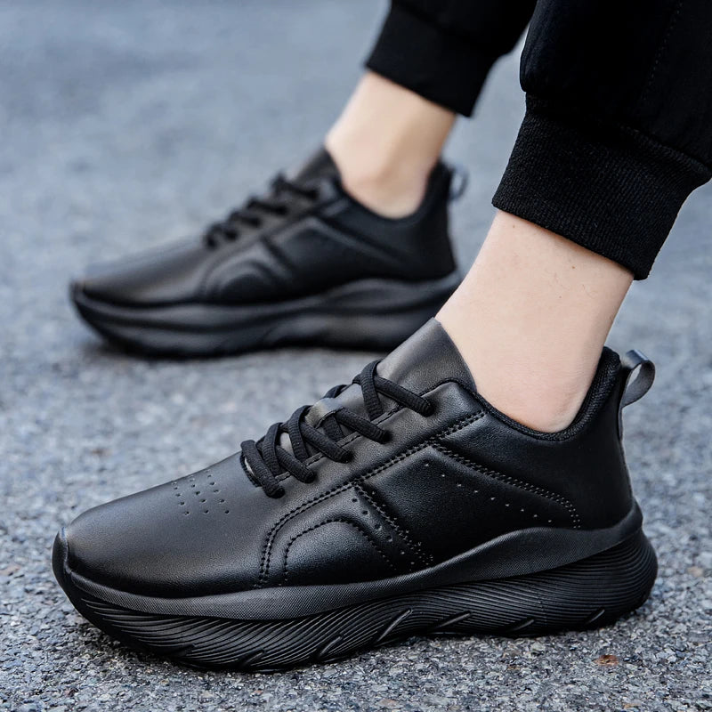 Men's Zen walking sneakers with lightweight PU leather, non-slip soles, ideal for jogging and casual leisure footwear.