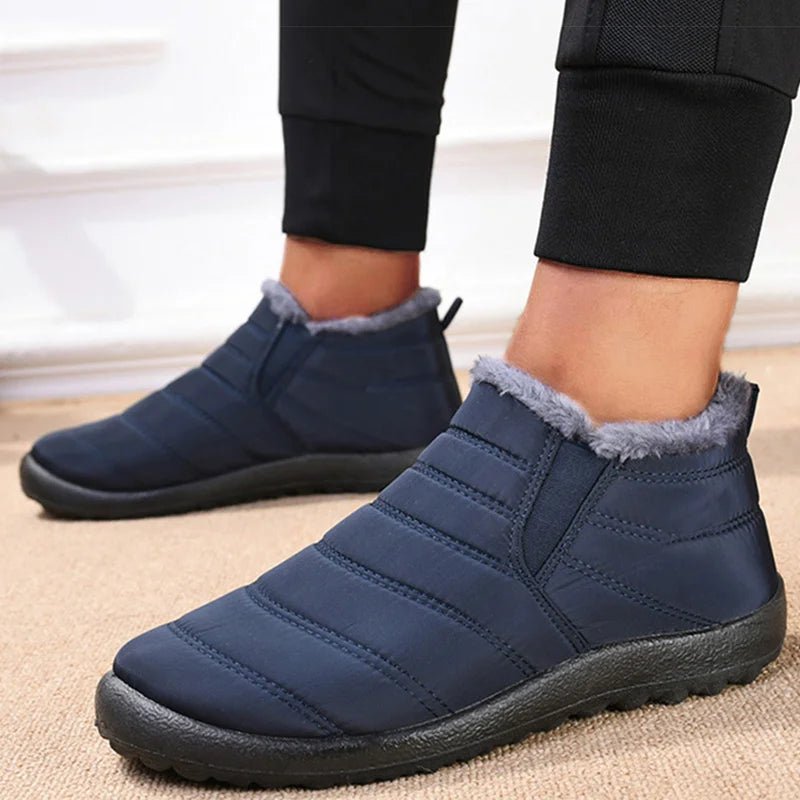 Men's waterproof slip-on winter ankle boots with fur lining, warm snow boots by Memories but unique, casual waterproof footwear