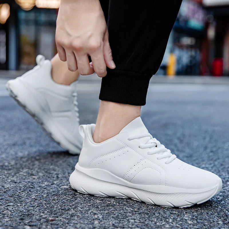 Men's Zen walking sneakers with lightweight PU leather, non-slip soles, ideal for jogging and casual leisure footwear.