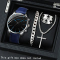 Set of four casual men's quartz watches with leather straps from Memories but Unique, ideal gift for men