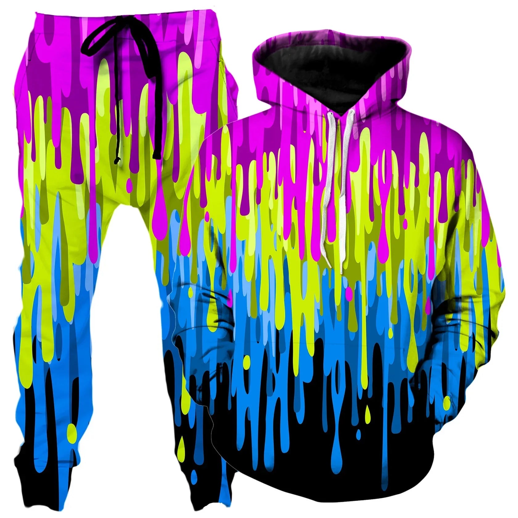 Colorful abstract mandala 3D print hoodie and sweatpants set for men, featuring vibrant design and comfortable outdoor tracksuit style.