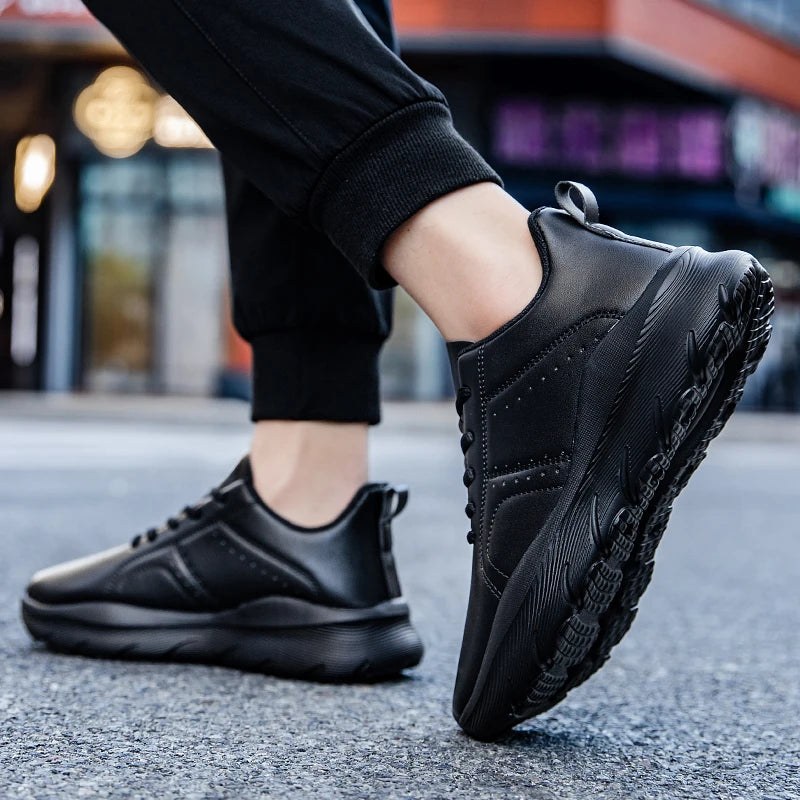 Men's Zen walking sneakers with lightweight PU leather, non-slip soles, ideal for jogging and casual leisure footwear.
