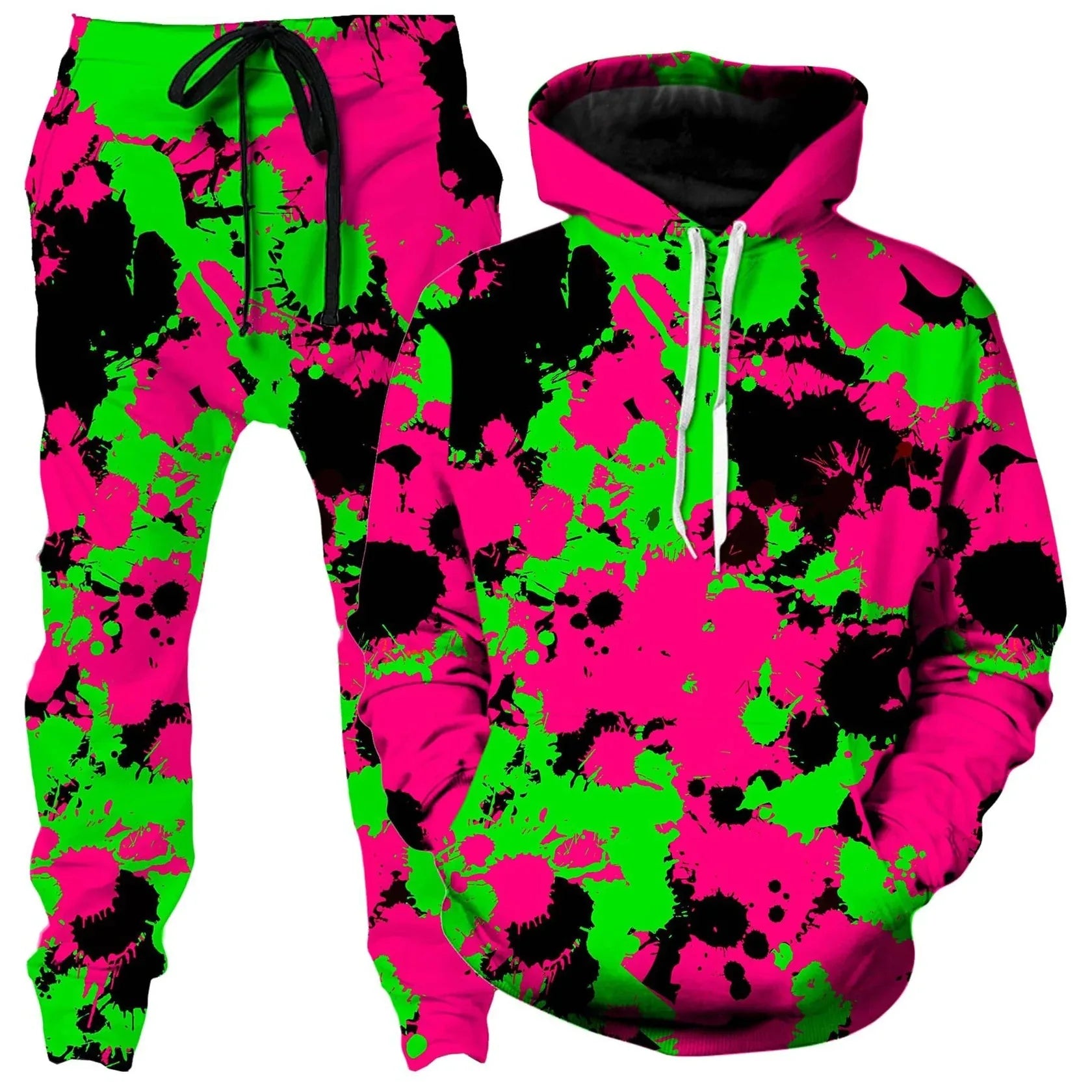 Colorful abstract mandala 3D print hoodie and sweatpants set for men, featuring vibrant designs in a comfortable outdoor tracksuit.