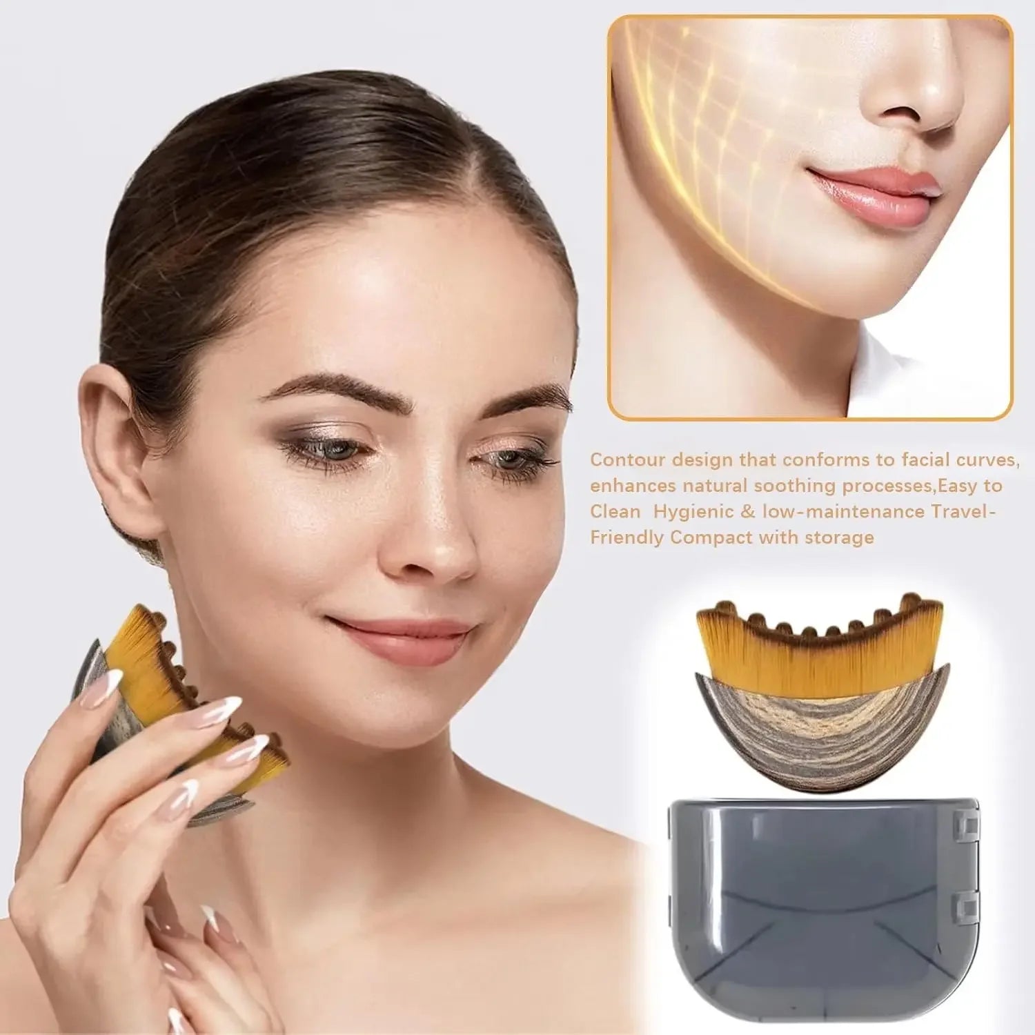 Memories but Unique lymphatic contour face brush for chin and jawline, ergonomically designed for precise facial drainage massage.