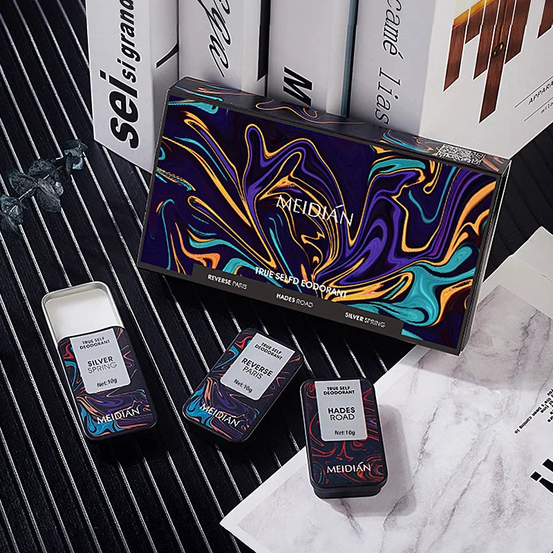 Memories but Unique 3-piece men's fragrance set with woody, fresh notes, elegant design, long-lasting scent for special occasions.