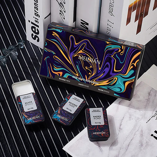 Memories but Unique 3-piece men's fragrance set with woody, fresh notes, elegant design, long-lasting scent for special occasions.