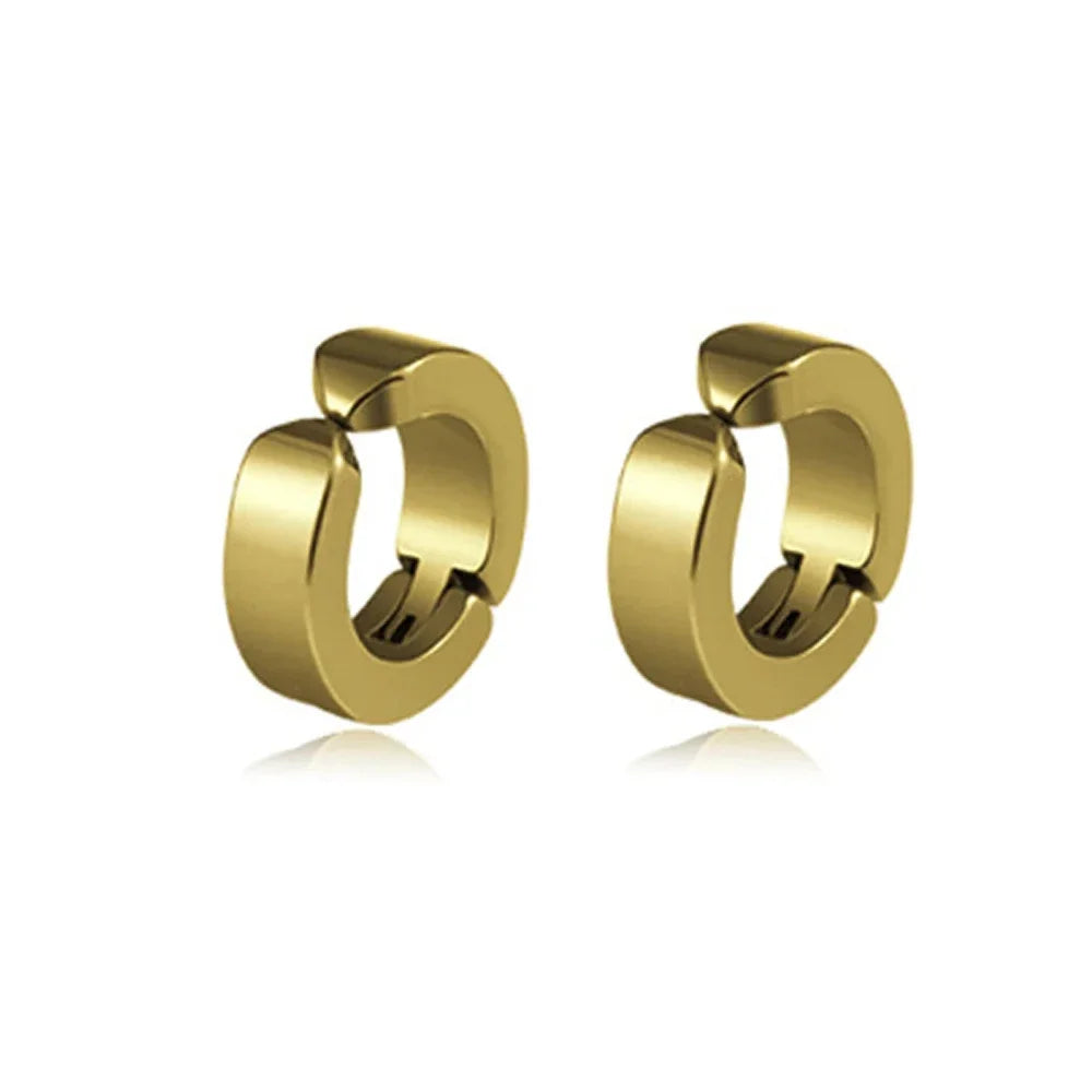 Two punk-style magnetic ear studs from Memories but Unique, featuring non-piercing cross designs for men and boys.