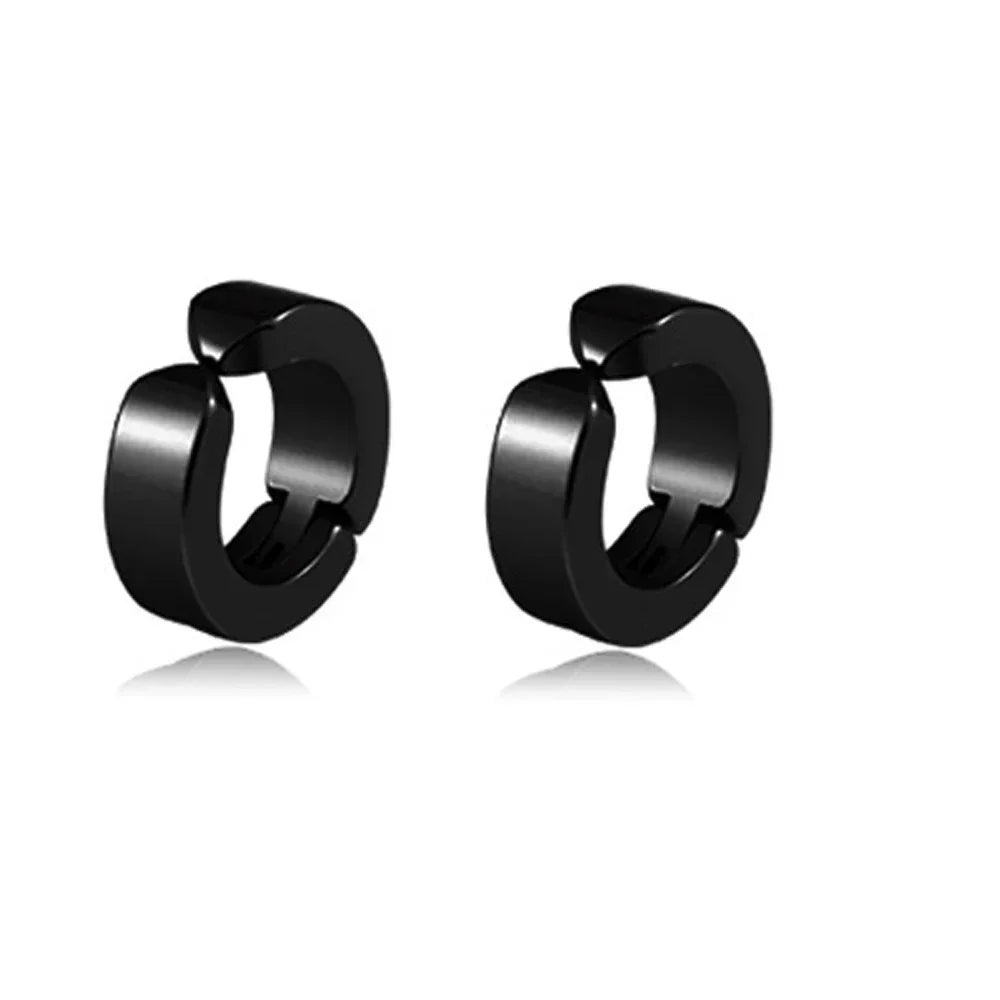 Two pairs of punk-style magnetic ear studs with cross designs for men, non-piercing fake earrings, by Memories but Unique.