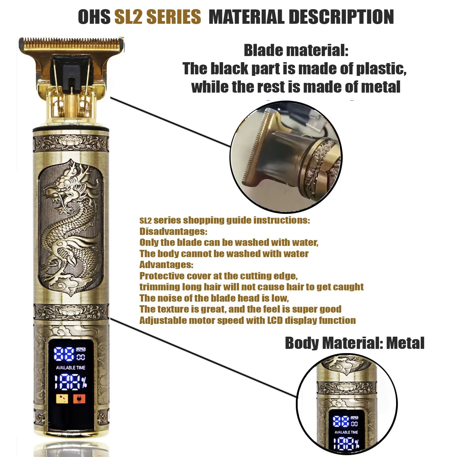 Memory but Unique T9 hair clipper and beard trimmer with electric shaver head, black body, and adjustable zero-gap blade for men.