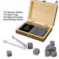 Memories But Unique whiskey stones set with 8 granite ice cubes, 2 whisky cups, in a wooden box, perfect for Father's Day gift.
