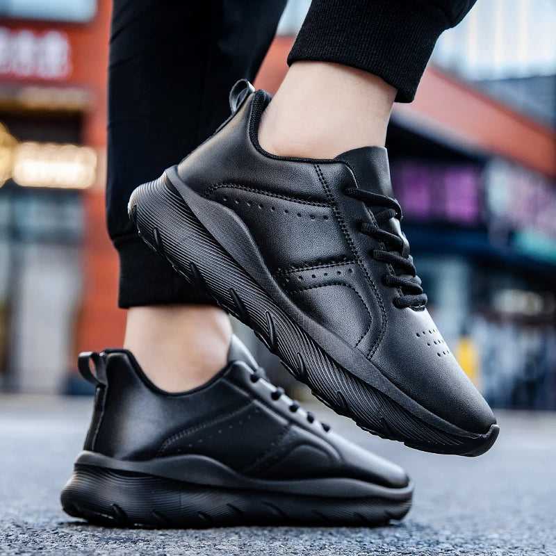 Men's Zen walking sneakers with comfortable PU leather design, lightweight, non-slip soles, ideal for jogging and casual wear.