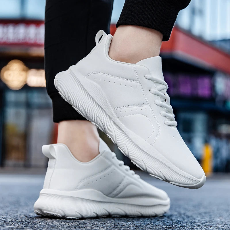 Men's Zen walking sneakers with lightweight PU leather, non-slip sole, comfortable leisure sports shoes for jogging and casual wear.