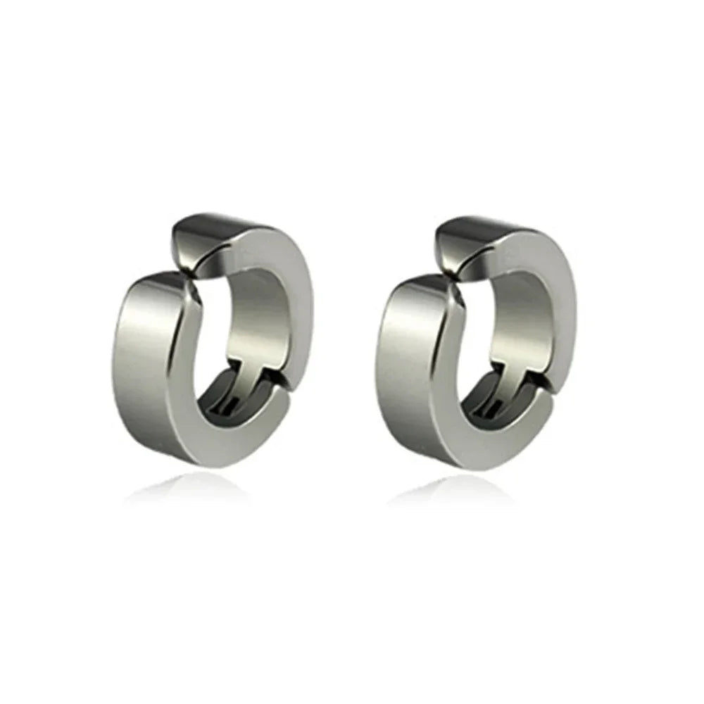 Pair of punk-style magnetic ear studs from Memories but Unique, featuring non-piercing cross earrings for men, ideal as a gift.