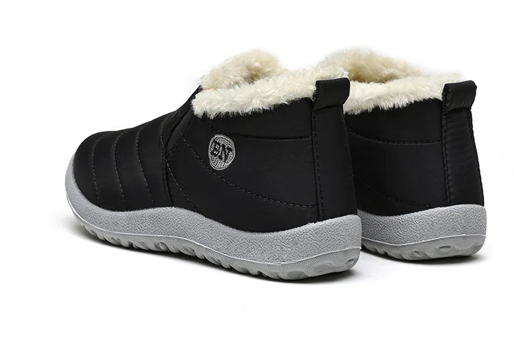 Men's waterproof slip-on winter ankle boots with fur lining, casual snow boots by Memories but unique, ideal for cold weather.