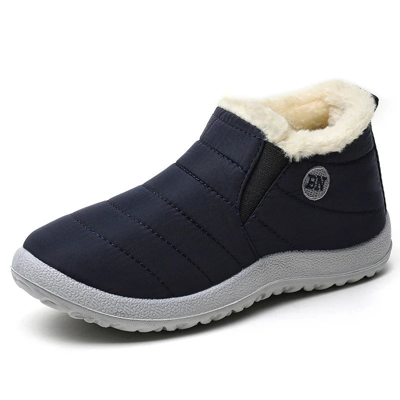 Memories but unique men's slip-on winter ankle boots with fur lining, waterproof snow boots, warm casual footwear for cold weather.
