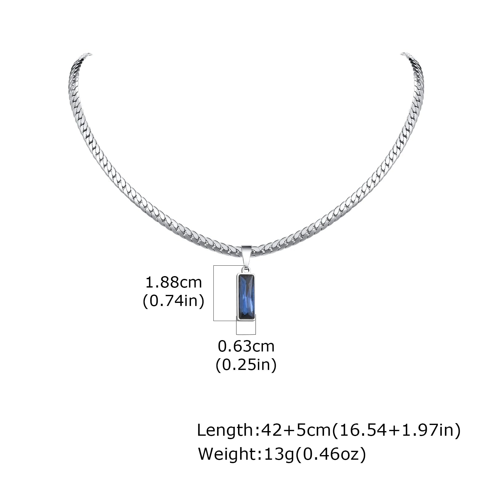 Stylish men's geometric stone pendant necklace with stainless steel flat Cuban chain, hip hop jewelry for men and boys.