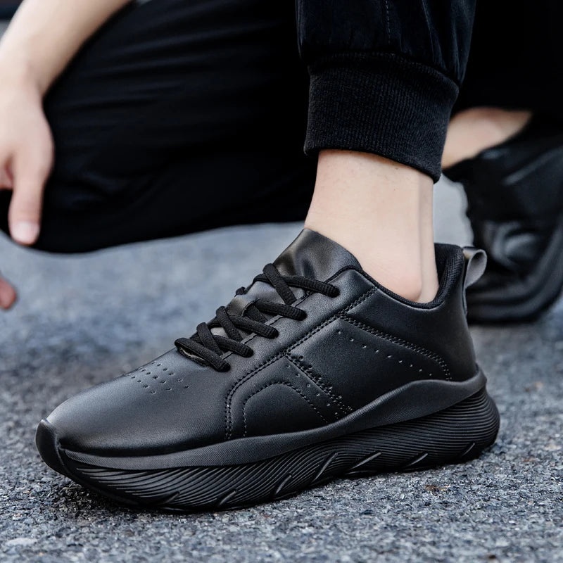 Men's Zen walking sneakers with comfortable leather upper, lightweight design, non-slip sole, ideal for jogging and casual wear.