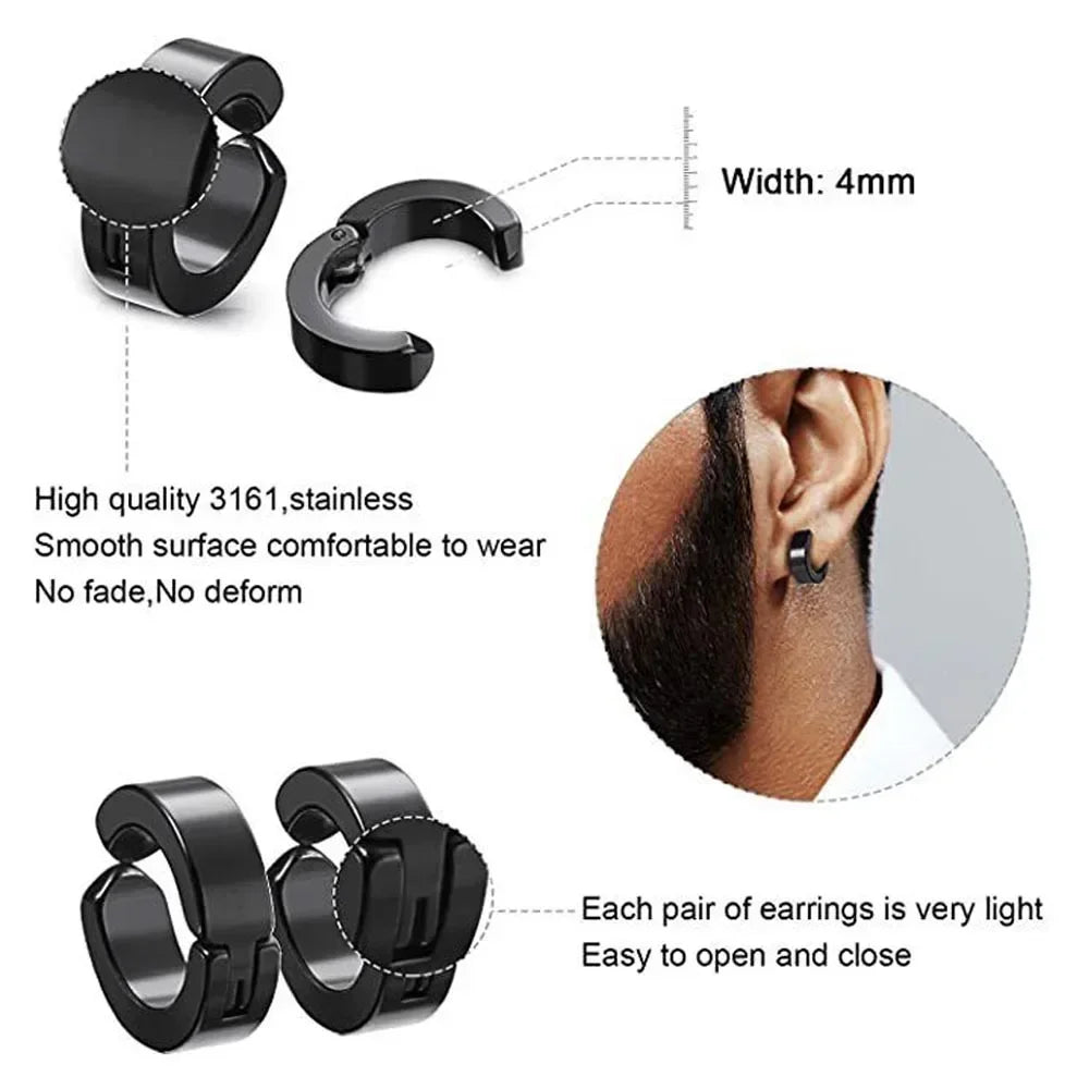 Set of two punk-style magnetic ear studs with cross design, non-piercing fake earrings for men by Memories but unique.