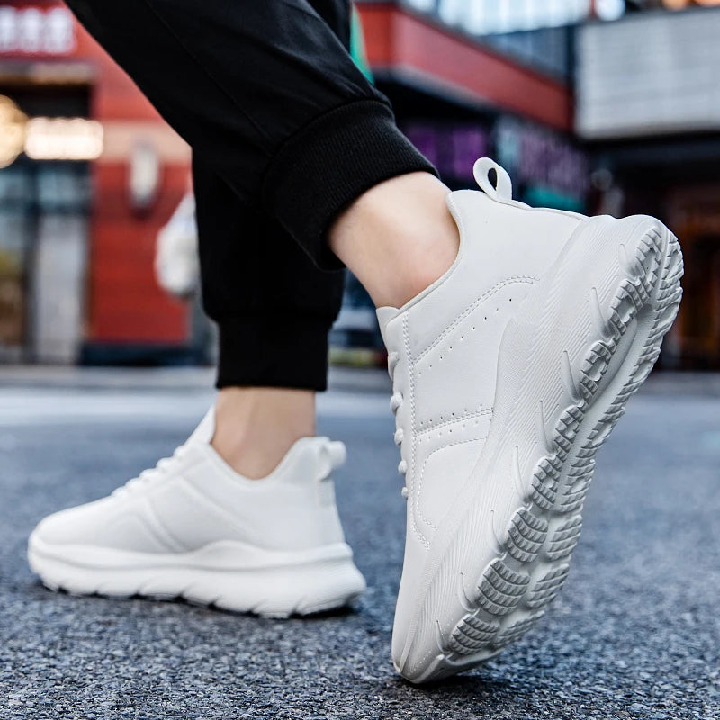 Men's Zen walking sneakers with comfortable PU leather, lightweight, non-slip soles, ideal for jogging and casual wear.