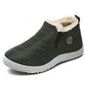 Men's waterproof slip-on winter ankle boots with fur lining, casual snow boots by Memories but Unique, showing a warm, rugged design.