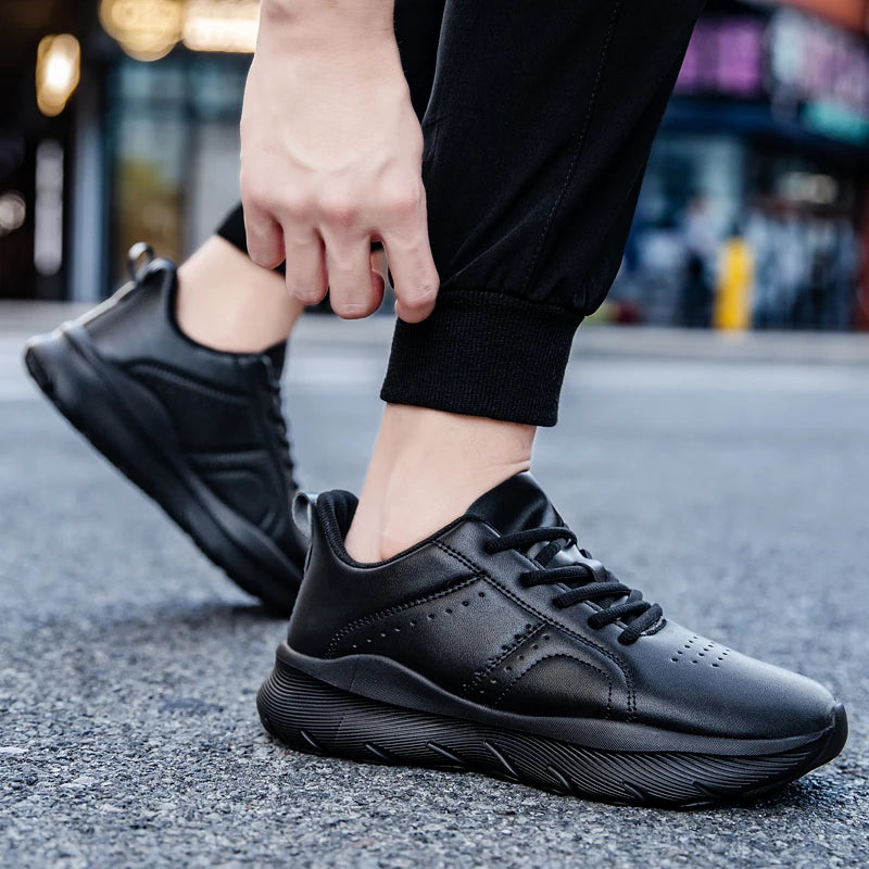 Men's Zen walking sneakers with non-slip soles, lightweight PU leather sports shoes for jogging and leisure activities.
