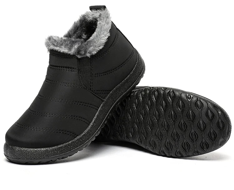 Men's waterproof slip-on winter ankle boots with fur lining, ideal for snow and cold weather, by Memories but Unique.