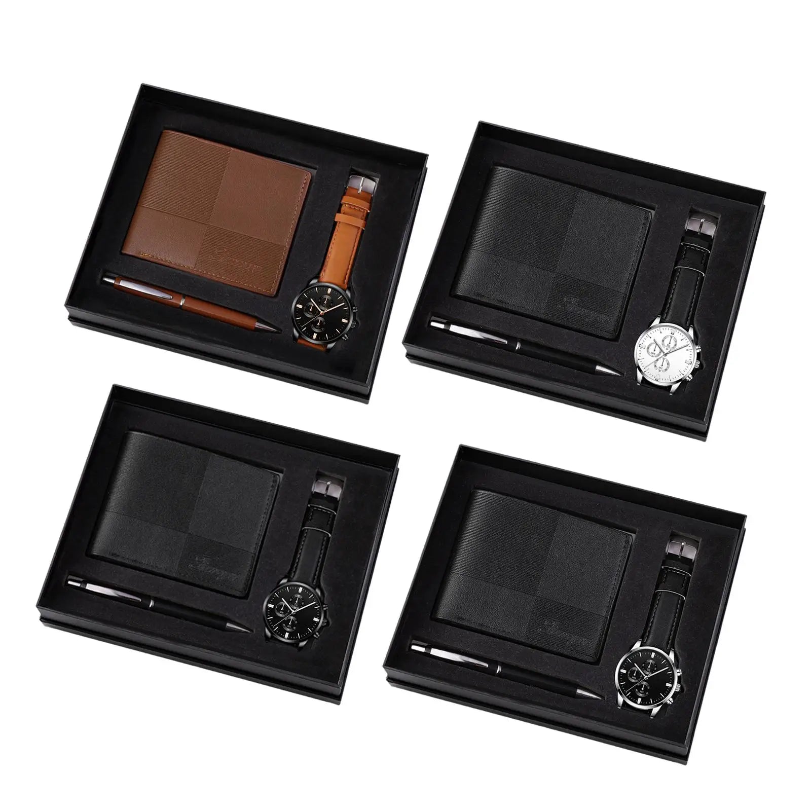 Men's gift set with watch, wallet, and pen from Memories but Unique, featuring a stylish decoration perfect for holidays and Father's Day.