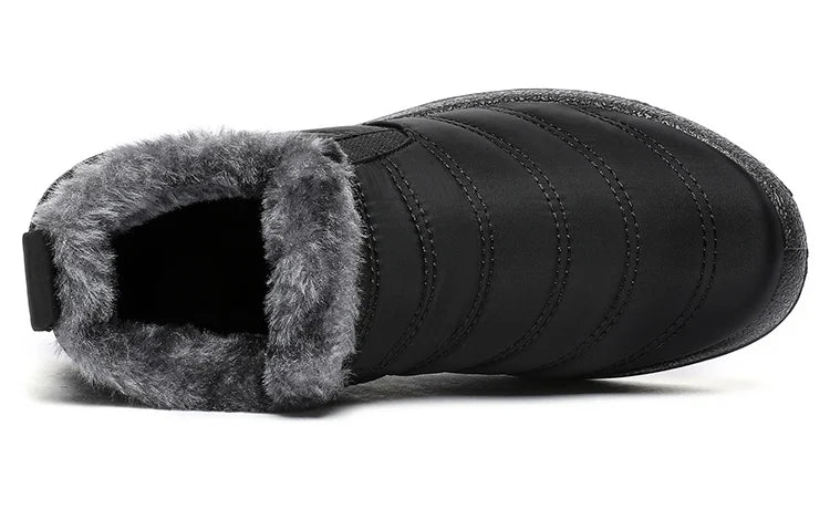 Men's waterproof slip-on winter boots with fur lining, ankle height, and snow-resistant soles by Memories but Unique.