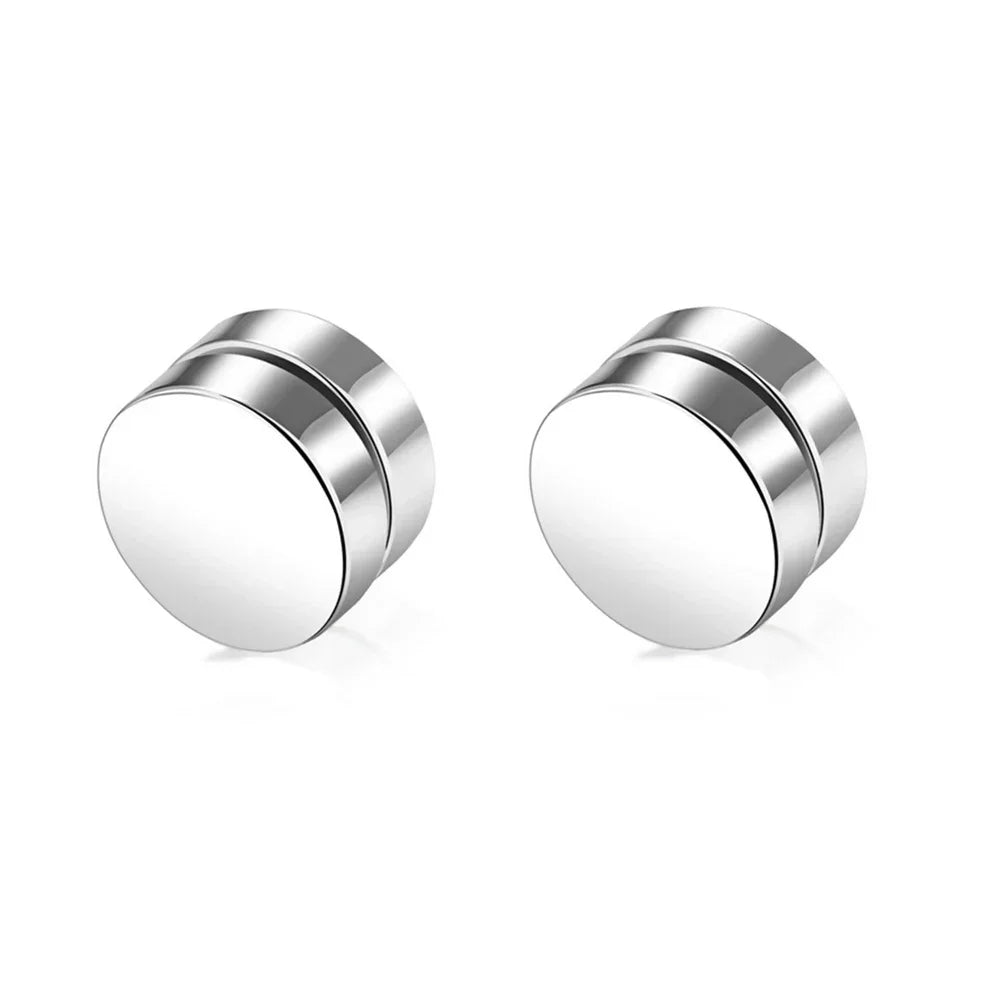 Two pairs of punk-style magnetic ear studs featuring cross designs, non-piercing jewelry for men by Memories but Unique