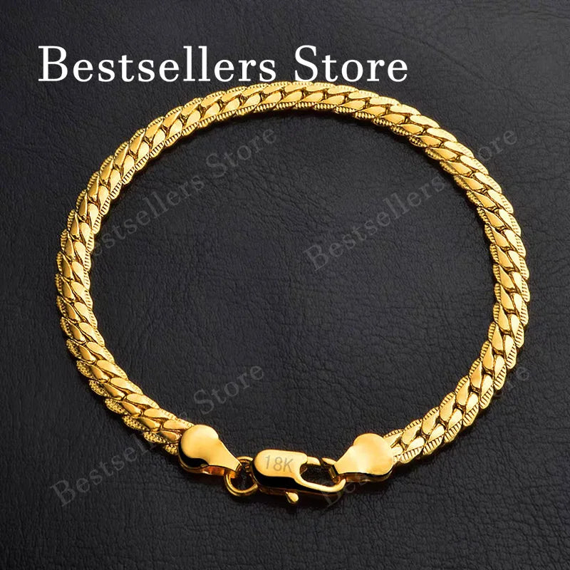 925 Sterling Silver and 18K Gold embossed bracelet featuring a 5mm design, stylish jewelry for men and women, perfect for wedding gifts