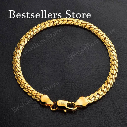 925 Sterling Silver and 18K Gold embossed bracelet featuring a 5mm design, stylish jewelry for men and women, perfect for wedding gifts