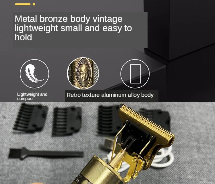 Memories but unique T9 electric hair clipper and beard trimmer with 0mm cutting length, suitable for shaving and body grooming.