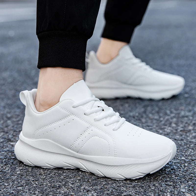 Men's Zen walking sneakers with comfortable PU leather, non-slip soles, lightweight design, ideal for jogging and leisure footwear.