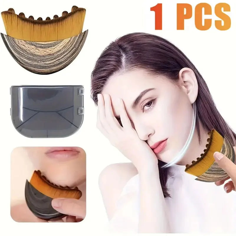 Memory but Unique lymphatic contour face brush for chin and jawline sculpting, drainage massage, ergonomic design for precise skin fit.