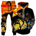 Colorful abstract mandala 3D print hoodie and sweatpants set for men, featuring vibrant designs from Memories but Unique.