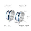 Simple men's stainless steel circle huggie earrings, casual jewelry by Memories but Unique, showcasing sleek hoop design