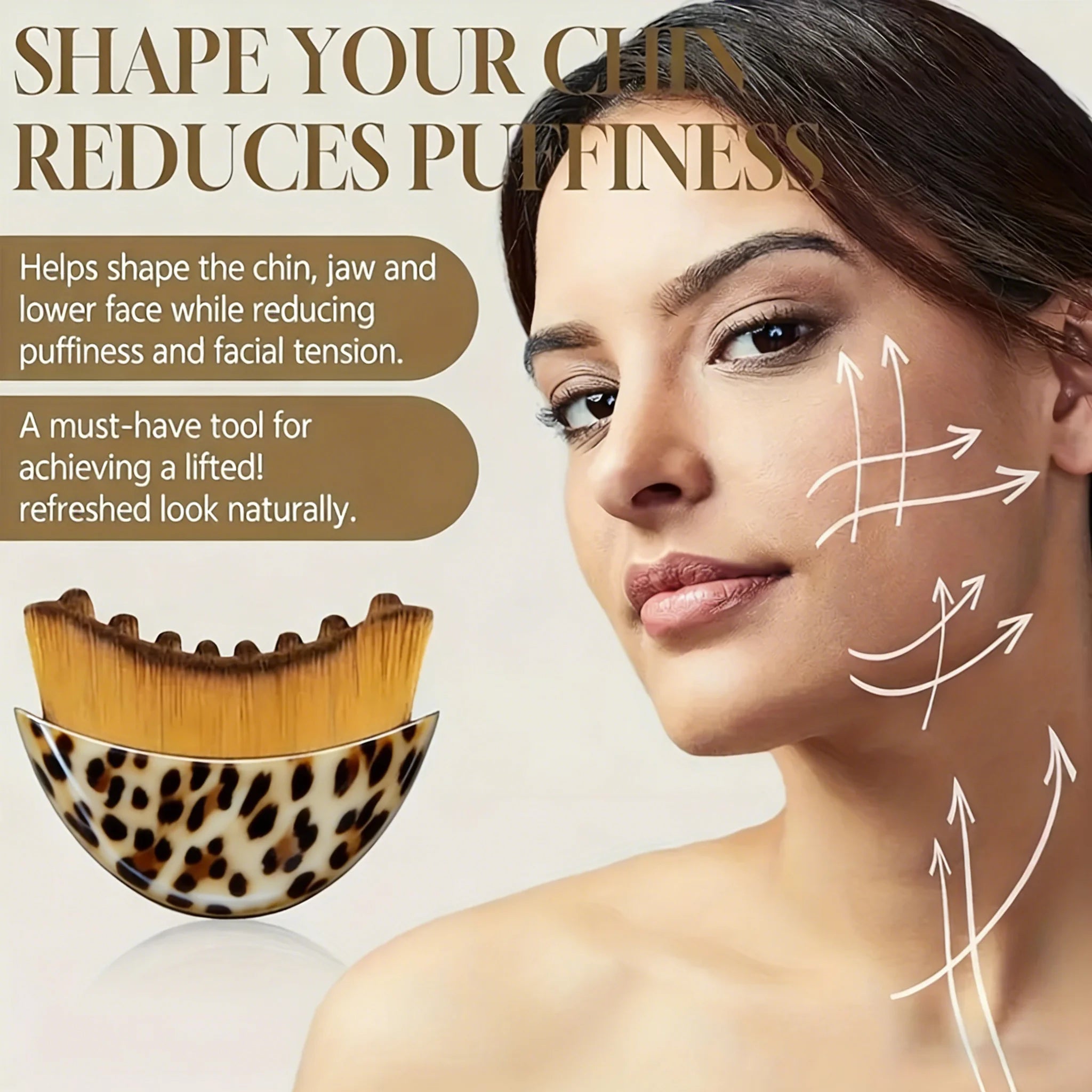 Memories but Unique lymphatic contour face brush for chin and jawline sculpting, drainage massage, ergonomic design fits skin precisely.