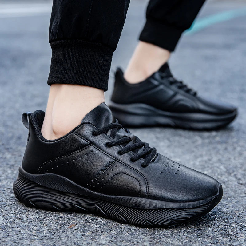 Men's Zen comfortable walking sneakers with non-slip soles, lightweight PU leather sports shoes for jogging and leisure activities.