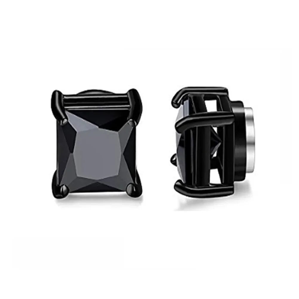 Two pairs of punk style magnetic ear studs from Memories but Unique, featuring cross designs for men, non-piercing fake earrings.