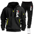 Two sets of Memories but Unique men's sportswear including a zippered hooded sweatshirt and sweatpants for casual fitness and jogging.