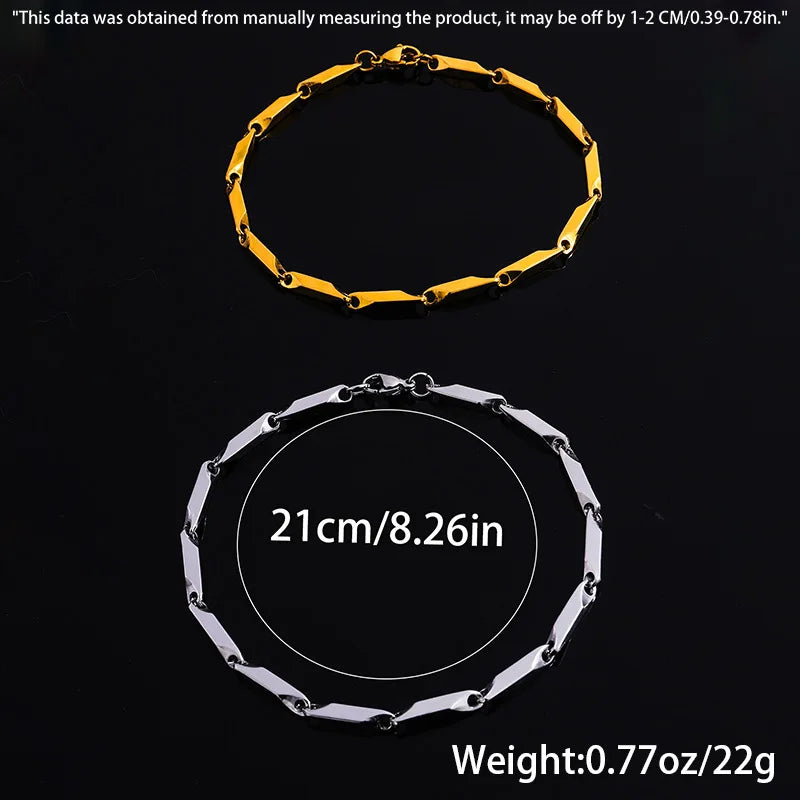 Men's geometric rhombus chain bracelet with stainless steel links, adjustable length, casual style by Memories but unique.