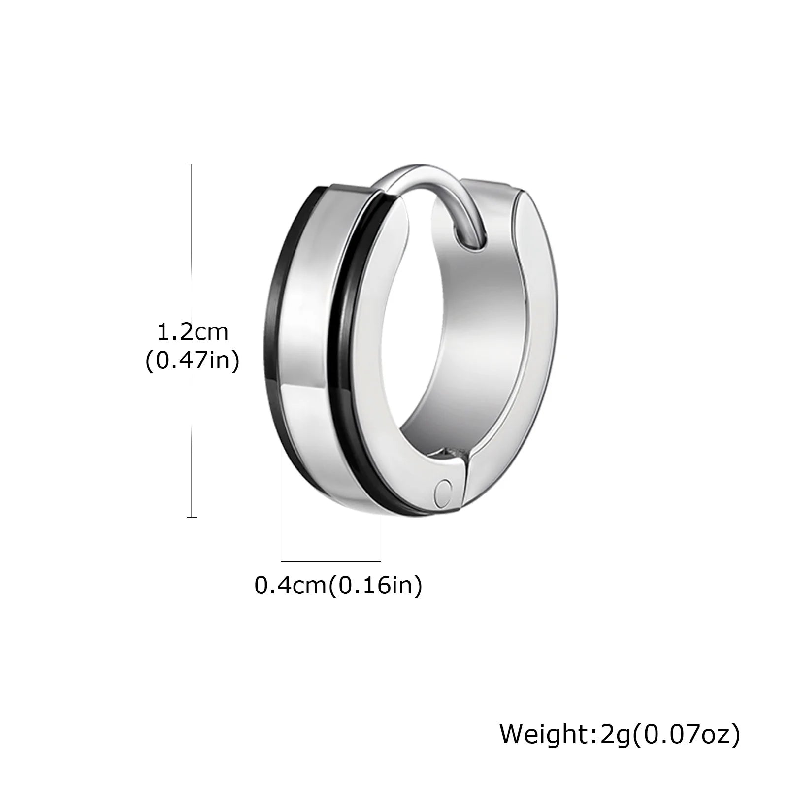 Simple men's stainless steel circle huggie earrings, casual jewelry by Memories but unique, featuring sleek hoop design