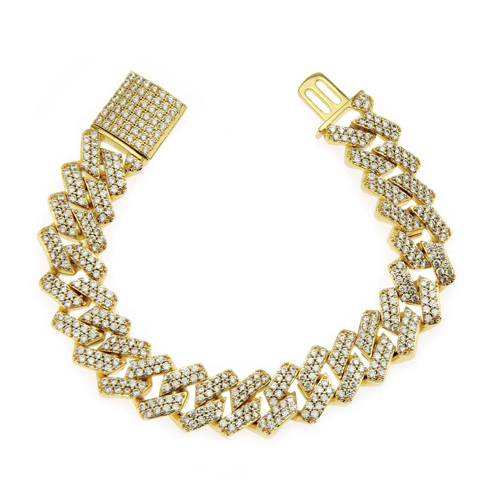 Men's Miami Cuban Link Bracelet by Memories but Unique, showcasing a bold, gold-tone hip hop jewelry bracelet with thick links.