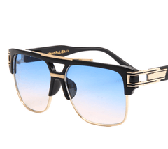 Stylish men's sunglasses by Memories but Unique featuring dark tinted lenses and sleek black frames.