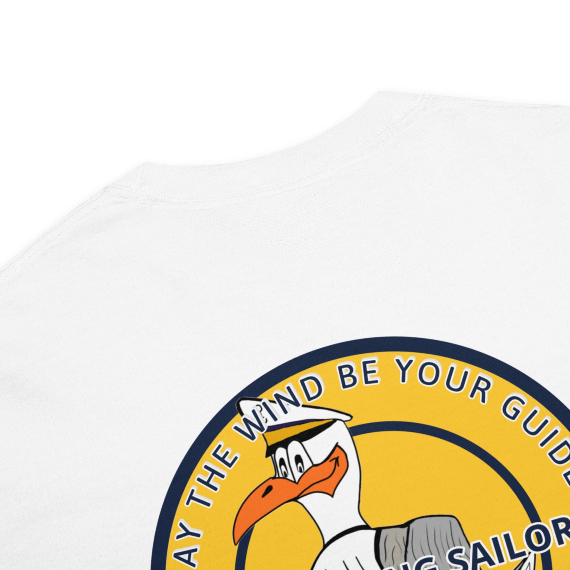 Men’s High Flying Sailor heavyweight T-shirt by Memories but Unique, featuring a nautical design and comfortable fit.
