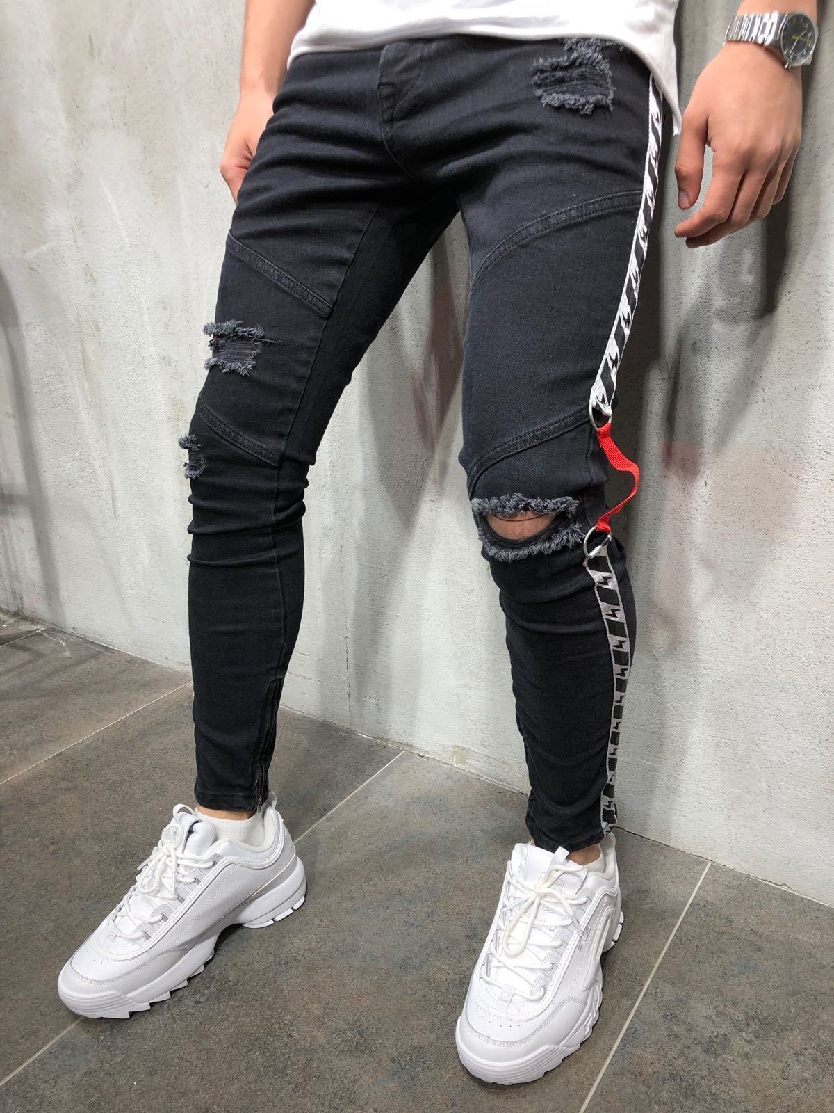Men's Ribbon Jeans by Memories but Unique, showcasing classic denim with stylish ribbon accents and a modern fit.