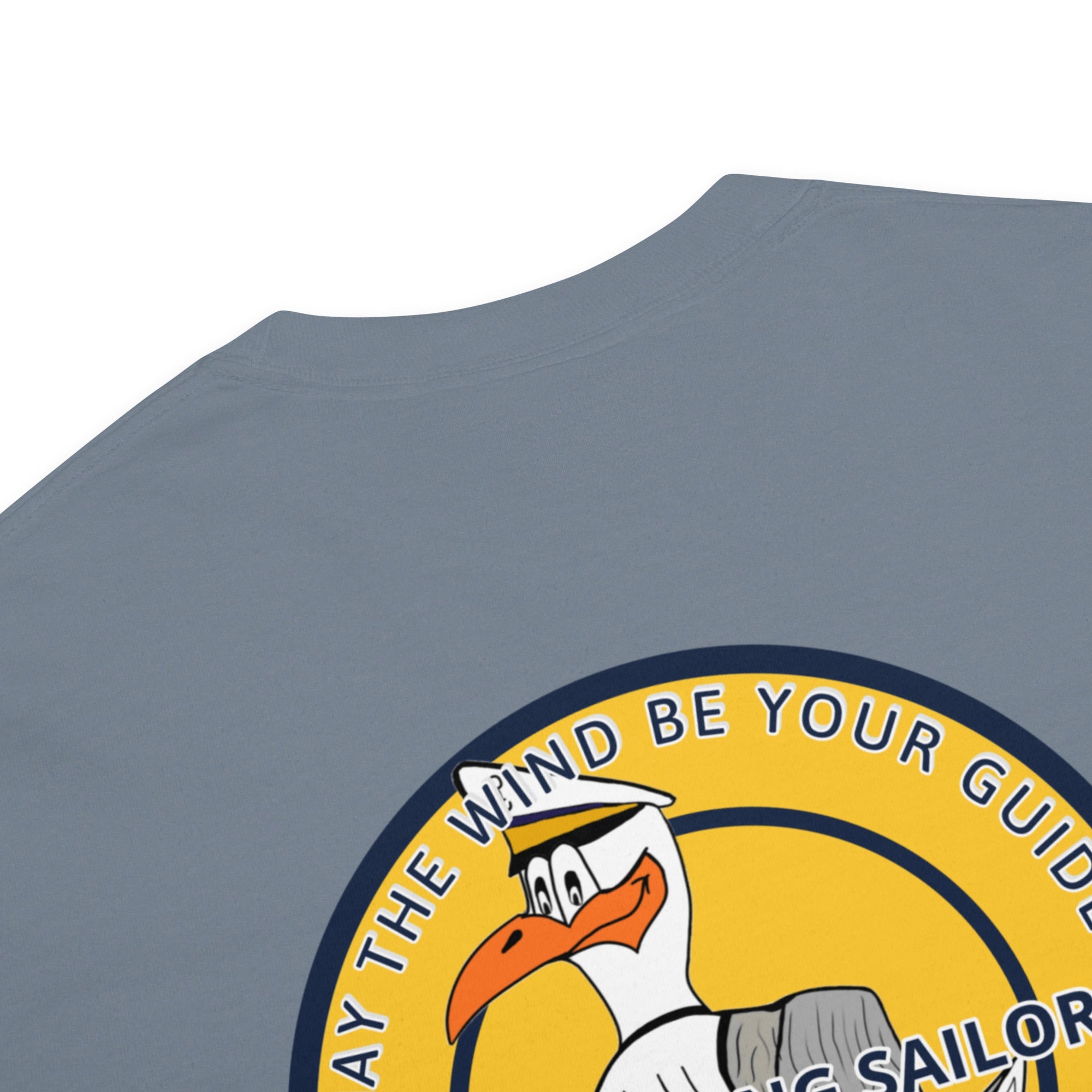 Men’s High Flying Sailor Heavyweight T-Shirt by Memories But Unique featuring a nautical sailor graphic on a durable cotton shirt