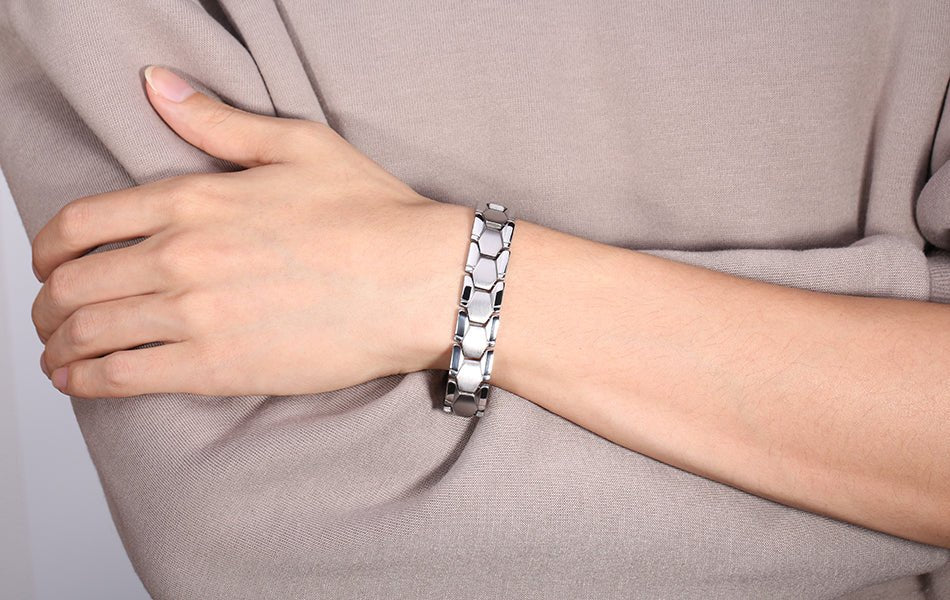 Men's stainless steel bracelet with gold edge jewelry by Memories but unique, featuring sleek metal design and modern style.