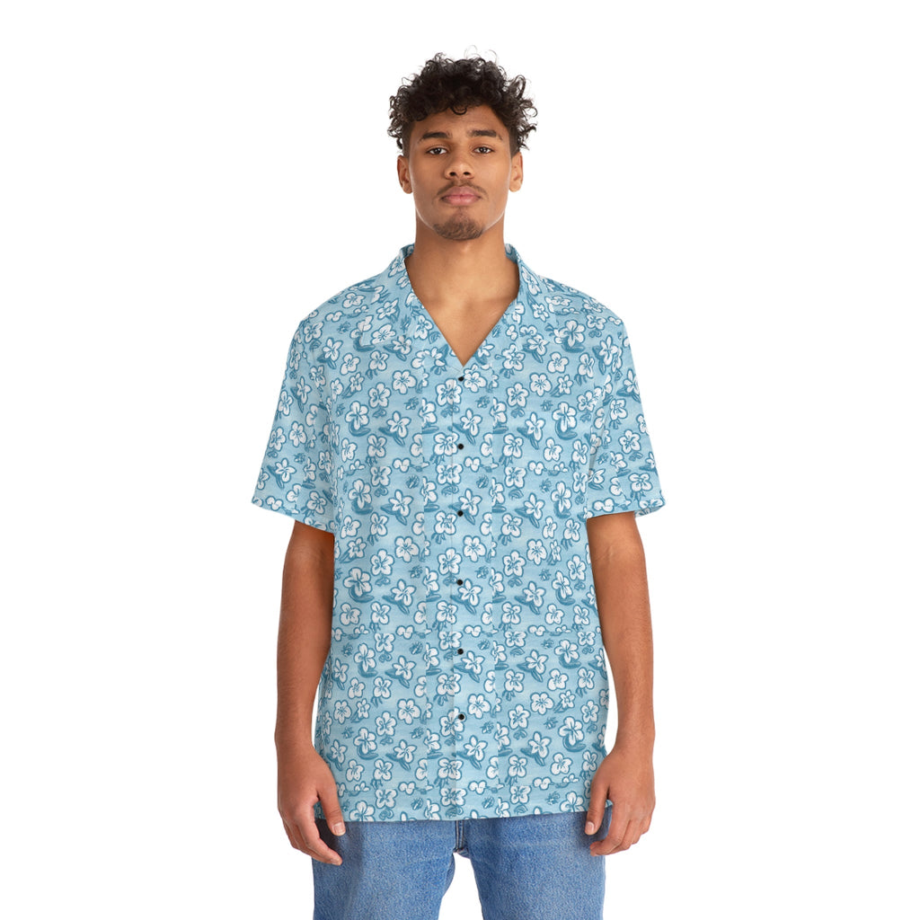 Men's Azul Tropical Flower Hawaiian shirt with vibrant floral pattern, made by ShineOn Fulfillment.
