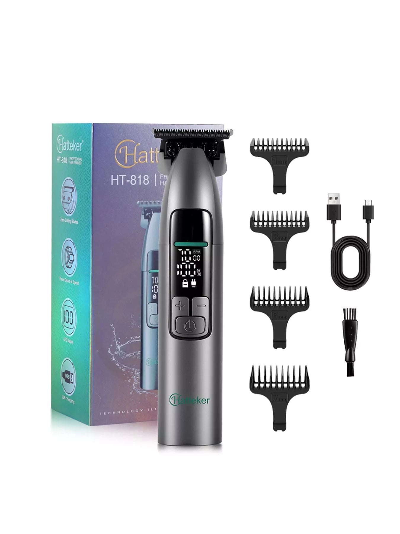 Rechargeable cordless hair clipper with LED display, waterproof design, and portable features from Trendsi.
